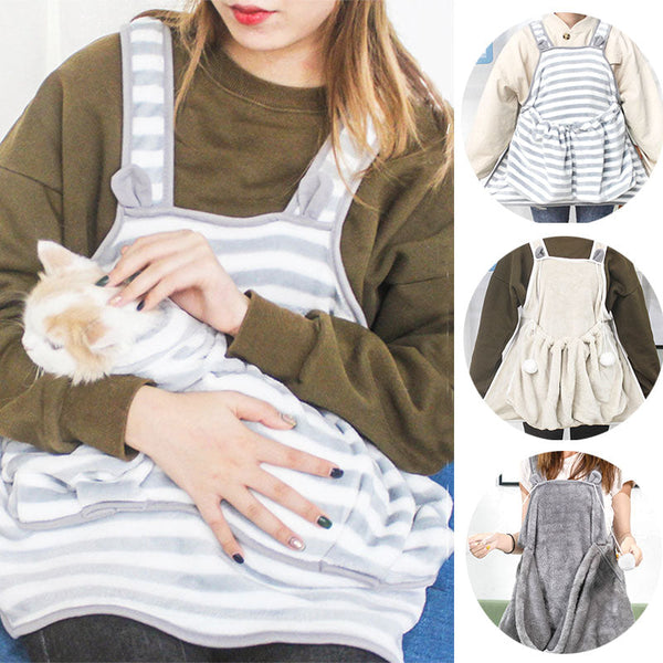 HKM-7279677 Pet-Friendly Coral Fleece Apron for Small Dogs and Cats, Non-Stick and Anti-Grab Design
