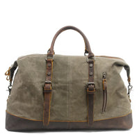 HKM-728019 Classic Batik Canvas and Leather Travel Tote Bag for Men – Large Capacity Weekend Luggage Bag