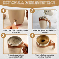 HKM-728019 Self-Stirring Electric Coffee Mug with Lid, Portable Automatic Mixing Coffee Cup