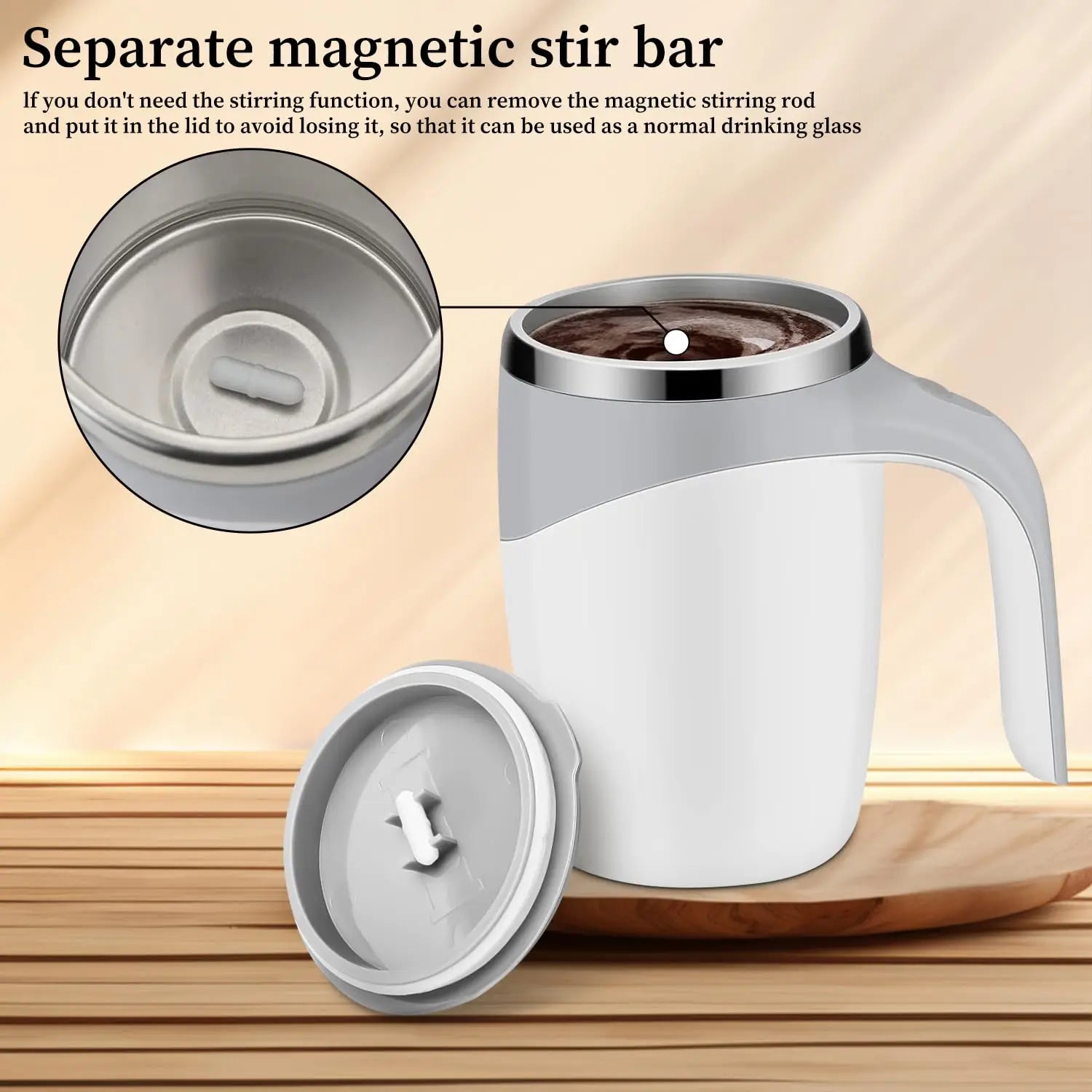 HKM-728019 Self-Stirring Electric Coffee Mug with Lid, Portable Automatic Mixing Coffee Cup