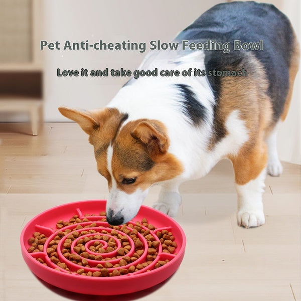 HKM-7280317 Anti-Tumble Dog Slow Food Bowl in Multiple Colors - Silicone Design, 205x205x30mm
