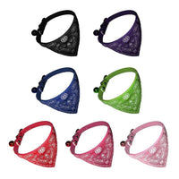 HKM-728147 Adjustable PU Cat Collar with Floral Design and Matching Saliva Towel for Small Dogs
