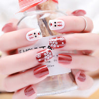 HKM-728211 Artificial Snowflake Elk Cartoon Design Fake Nails - Set of 24 for Festive Manicure