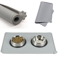 HKM-728275 Modern Silicone Pet Food Mat - Solid Color with Cartoon Design, 47x29.5cm, Available in Black and Gray