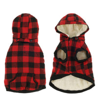 HKM-7283645 Warm Autumn & Winter Plaid Detachable Hat Pet Dog Jacket