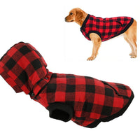 HKM-7283645 Warm Autumn & Winter Plaid Detachable Hat Pet Dog Jacket