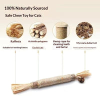 HKM-7283901 Catnip Teething Sticks for Cats - Set of 3 Sisal Pet Toys in Various Sizes