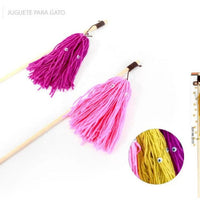 HKM-7286077 Wooden Cat Teaser Wand with Natural Wool Ball