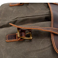HKM-728659 Retro Large Capacity Canvas Crossbody Bag with Crazy Horse Skin for 15.6" Laptops