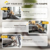 HKM-7286717 Pet Ramp for Dogs and Cats with Non-Slip Carpet, Easy Access Platform, Made of Pine Wood, Brown