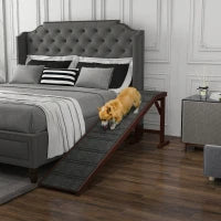 HKM-7286717 Pet Ramp for Dogs and Cats with Non-Slip Carpet, Easy Access Platform, Made of Pine Wood, Brown