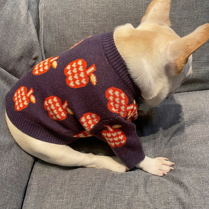 HKM-7289021 Violet Wool Sweater for Dogs - Cozy Autumn and Winter Wear, Sizes S to XXL