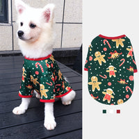 HKM-7289405 Festive Holiday Dog Apparel - Snowman, Elk, Gingerbread Man & Santa Claus Styles, Cotton, Sizes XS to L