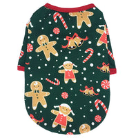 HKM-7289405 Festive Holiday Dog Apparel - Snowman, Elk, Gingerbread Man & Santa Claus Styles, Cotton, Sizes XS to L