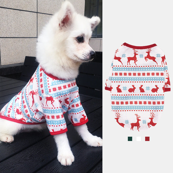 HKM-7289405 Festive Holiday Dog Apparel - Snowman, Elk, Gingerbread Man & Santa Claus Styles, Cotton, Sizes XS to L