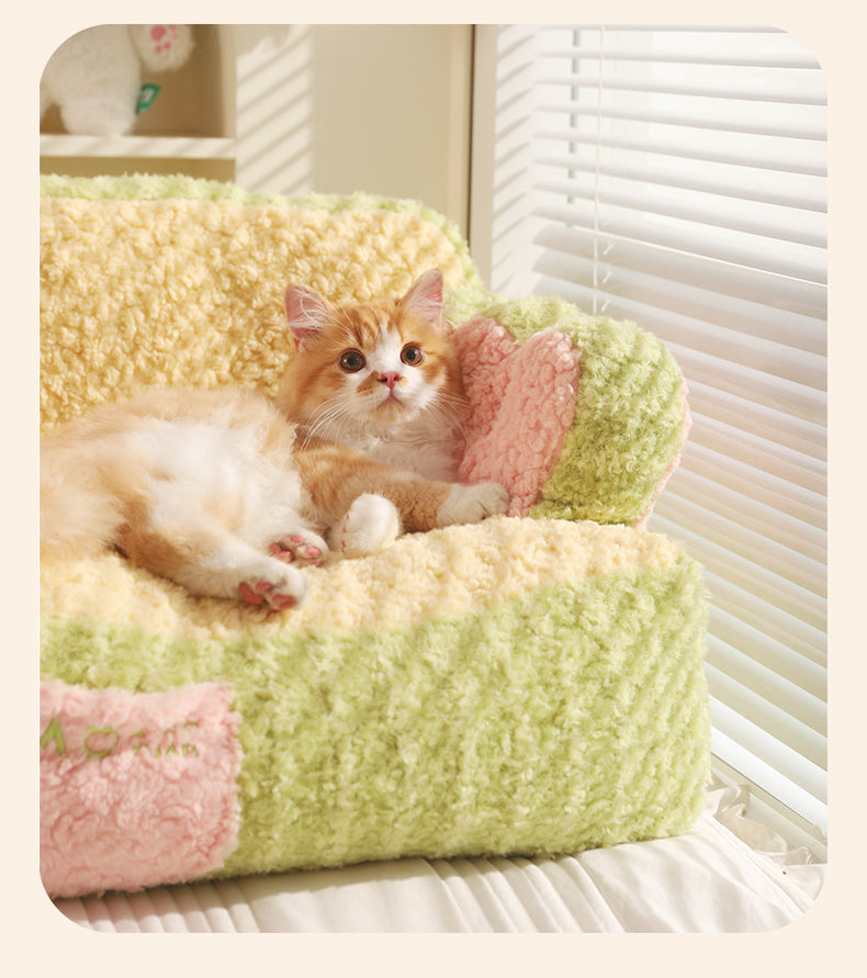 HKM-7291069 Cozy Removable & Washable Pet Nest for Cats – Sweet Potato Cream & Peach Avocado Options