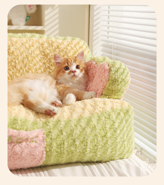 HKM-7291069 Cozy Removable & Washable Pet Nest for Cats – Sweet Potato Cream & Peach Avocado Options