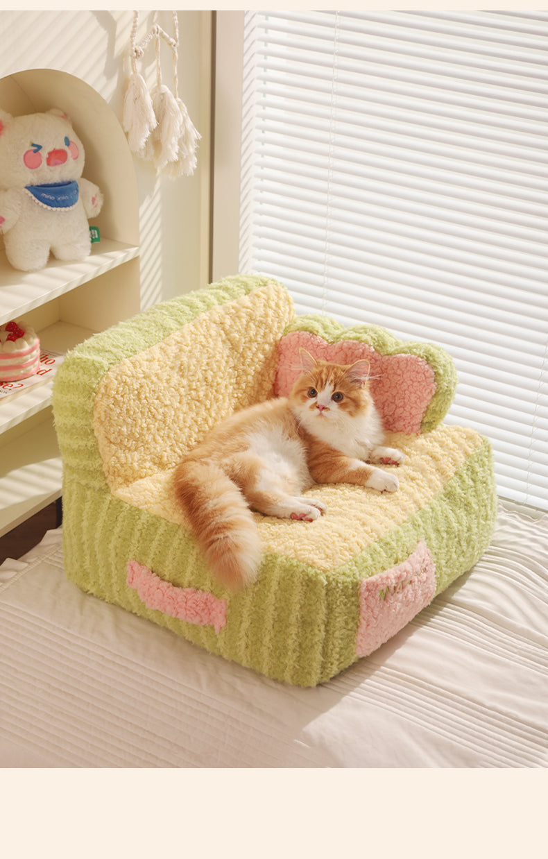 HKM-7291069 Cozy Removable & Washable Pet Nest for Cats – Sweet Potato Cream & Peach Avocado Options