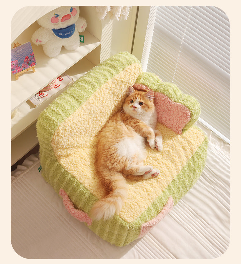 HKM-7291069 Cozy Removable & Washable Pet Nest for Cats – Sweet Potato Cream & Peach Avocado Options