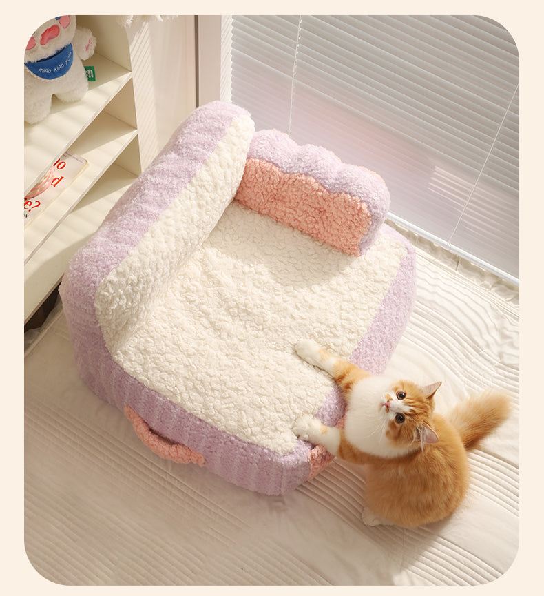 HKM-7291069 Cozy Removable & Washable Pet Nest for Cats – Sweet Potato Cream & Peach Avocado Options