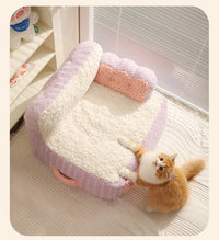 HKM-7291069 Cozy Removable & Washable Pet Nest for Cats – Sweet Potato Cream & Peach Avocado Options