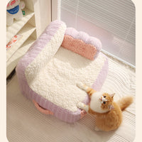 HKM-7291069 Cozy Removable & Washable Pet Nest for Cats – Sweet Potato Cream & Peach Avocado Options