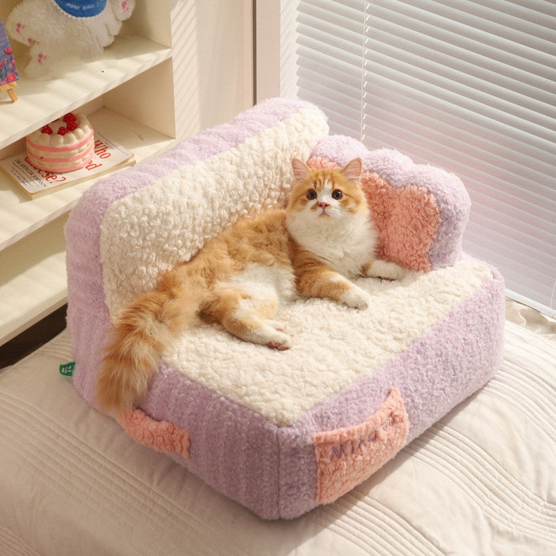 HKM-7291069 Cozy Removable & Washable Pet Nest for Cats – Sweet Potato Cream & Peach Avocado Options