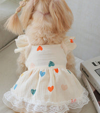 HKM-7291581 Light Yellow Baby Cotton Yarn Dress with Love Heart Design and Flying Sleeves, Casual Style, Sizes XS-XXL