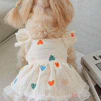 HKM-7291581 Light Yellow Baby Cotton Yarn Dress with Love Heart Design and Flying Sleeves, Casual Style, Sizes XS-XXL