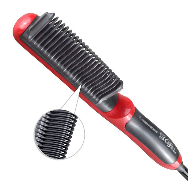 HKM-729171 Ceramic Hair Straightening Brush with Adjustable Temperature Control and Detangling Features