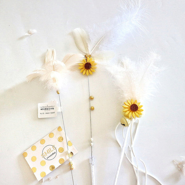 HKM-7291837 Feather Fairy Tassel Play Set for Cats - Colorful Designs with Sound, 30-40cm Length