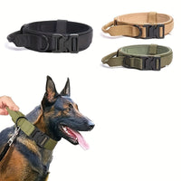 HKM-7292477 Durable Military Tactical Dog Collar with Control Handle for Medium and Large Breeds