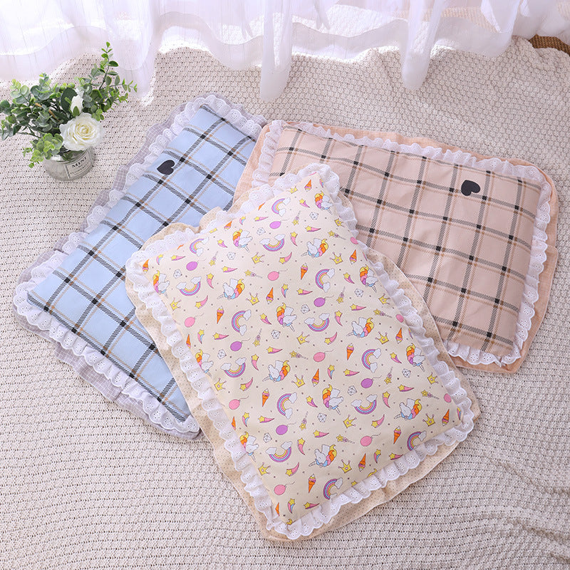 HKM-7292861 Cozy Three-Piece Cat Mattress and Blanket Set for Pets - Soft Cotton Bed with Stylish Patterns