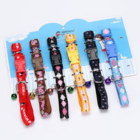HKM-7292989 Fashionable Geometry Print Dog Collar with Bell - Adjustable Cloth Design for Cats and Dogs