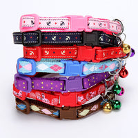 HKM-7292989 Fashionable Geometry Print Dog Collar with Bell - Adjustable Cloth Design for Cats and Dogs