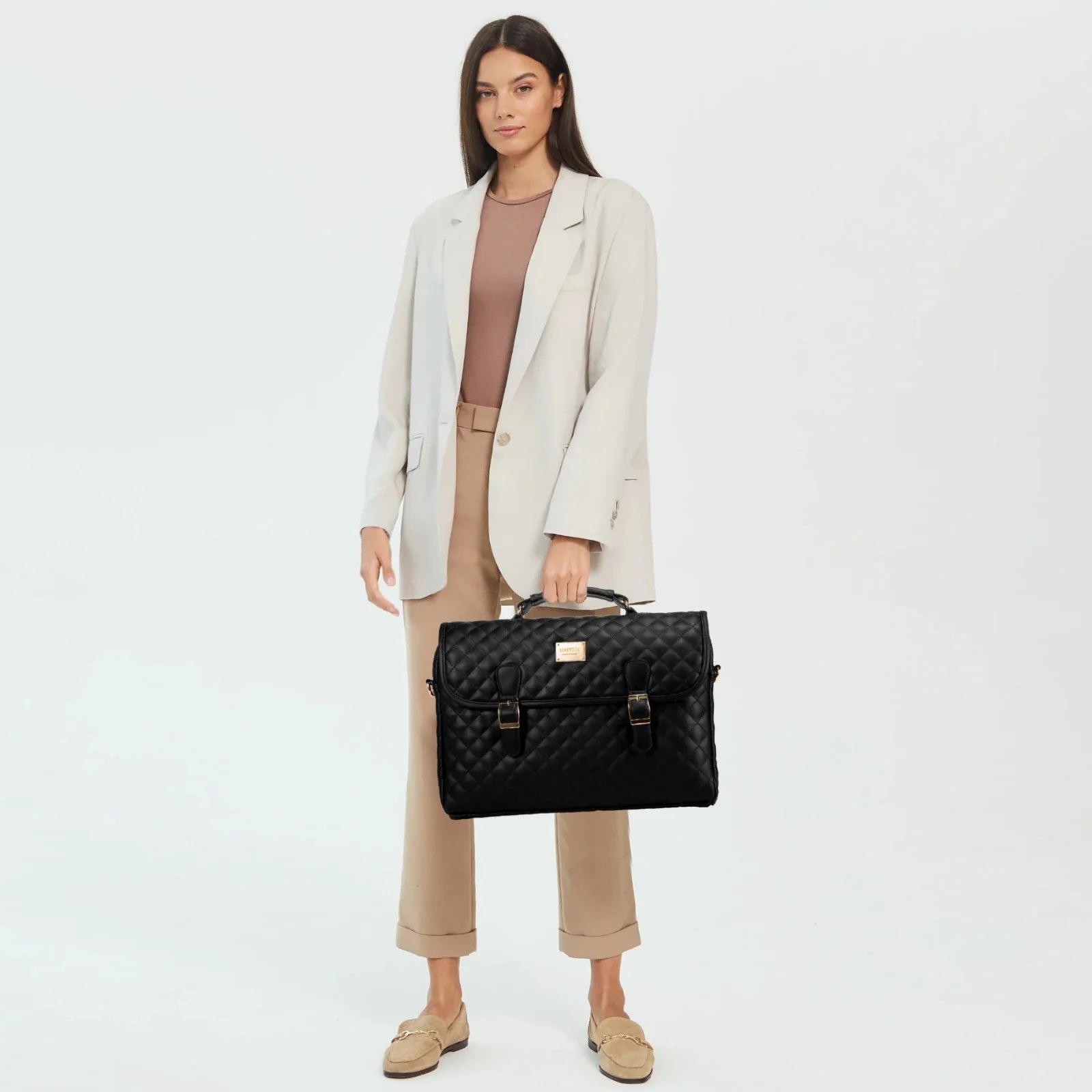 HKM-729299 Stylish PU Leather Waterproof Laptop Bag for Office Use - Tote Messenger Briefcase