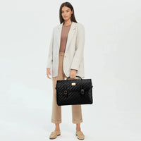 HKM-729299 Stylish PU Leather Waterproof Laptop Bag for Office Use - Tote Messenger Briefcase