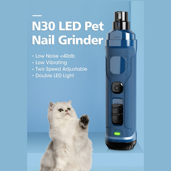 HKM-7294781 LED Pet Nail Trimmer with Double Speed Control, USB Rechargeable and Low Noise Design for Dogs and Cats