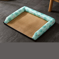 HKM-7295037 Summer Pet Nest and Cooling Mat - Double-Sided Lemon & Dinosaur Designs, Available in S, M, L
