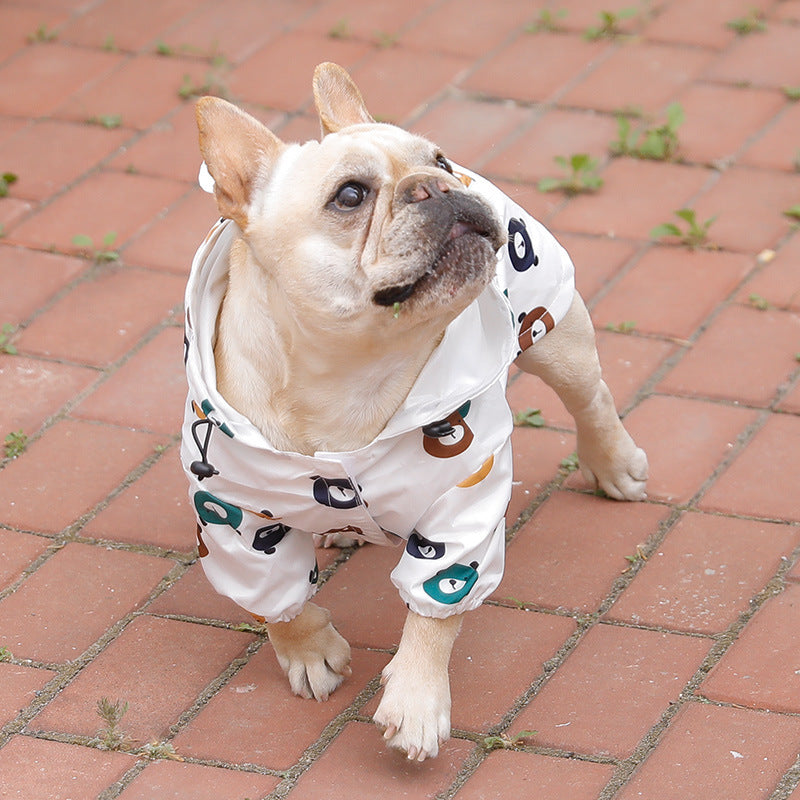 HKM-7295165 Waterproof Two-Legged Raincoat for Puppies - Casual Bear Suit, Multiple Sizes Available