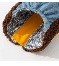 HKM-7295549 Quilted Denim Color-Blocking Vests with Sherpa Lining for Cats and Small Dogs