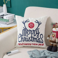 HKM-729555 Christmas Embroidery Pillow Case - 45x45cm Cotton Covers in Mixed Color Designs