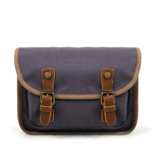 HKM-729619 Vintage Motorcycle Toolkit Crossbody Bag - Heavy Duty Waxed Canvas with Leather Accents