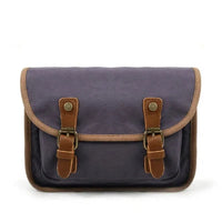 HKM-729619 Vintage Motorcycle Toolkit Crossbody Bag - Heavy Duty Waxed Canvas with Leather Accents
