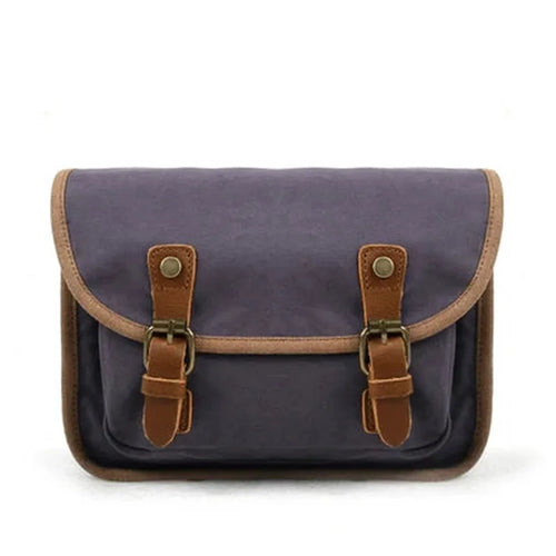 HKM-729619 Vintage Motorcycle Toolkit Crossbody Bag - Heavy Duty Waxed Canvas with Leather Accents