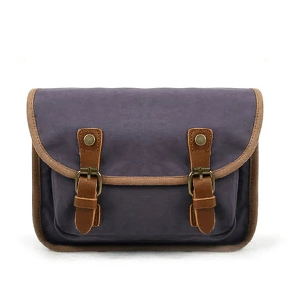 HKM-729619 Vintage Motorcycle Toolkit Crossbody Bag - Heavy Duty Waxed Canvas with Leather Accents