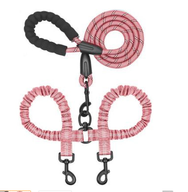 HKM-7296573 Reflective Polyester Double Drag Traction Rope for Pets - 150CM Long, 2.5CM Wide