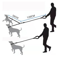 HKM-7296573 Reflective Polyester Double Drag Traction Rope for Pets - 150CM Long, 2.5CM Wide