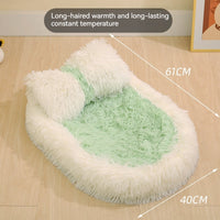 HKM-7298621 Long Wool Oval Pet Bed - Warm Cat and Dog Nest in Various Colors and Quilted Options