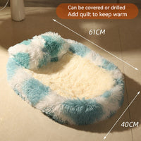HKM-7298621 Long Wool Oval Pet Bed - Warm Cat and Dog Nest in Various Colors and Quilted Options